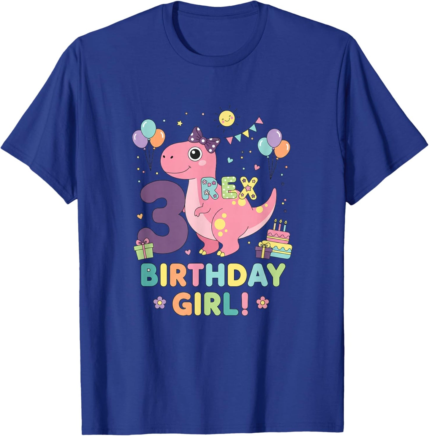 Mythical & Prehistoric Pink 3rd Birthday Girl Dino 3rd T-Shirt - T-Shirt | Royal