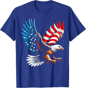 Bald Eagle & Patriotic American Flag 4th of July Women Girls Kids Men T-Shirt - T-Shirt | Royal