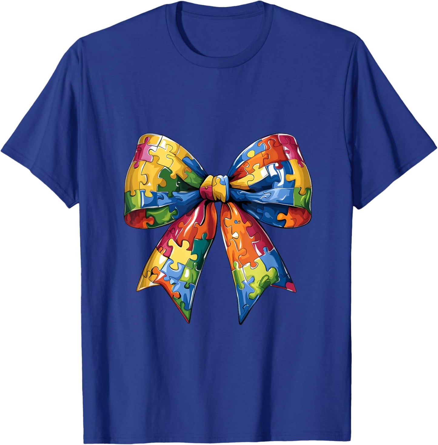 Autism Coquette Bow Autism Awareness T-Shirt - T-Shirt | Royal
