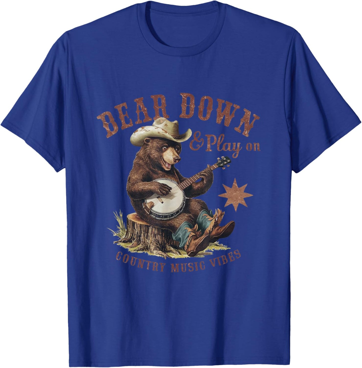 Bear Down & Play On: Vintage Country Music Vibes Funny T-Shirt - T-Shirt | Royal