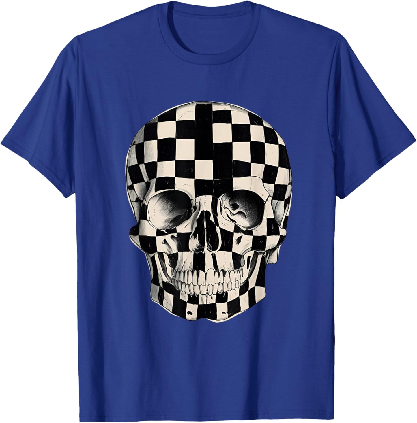 Checkerboard Skull T-Shirt - T-Shirt | Royal