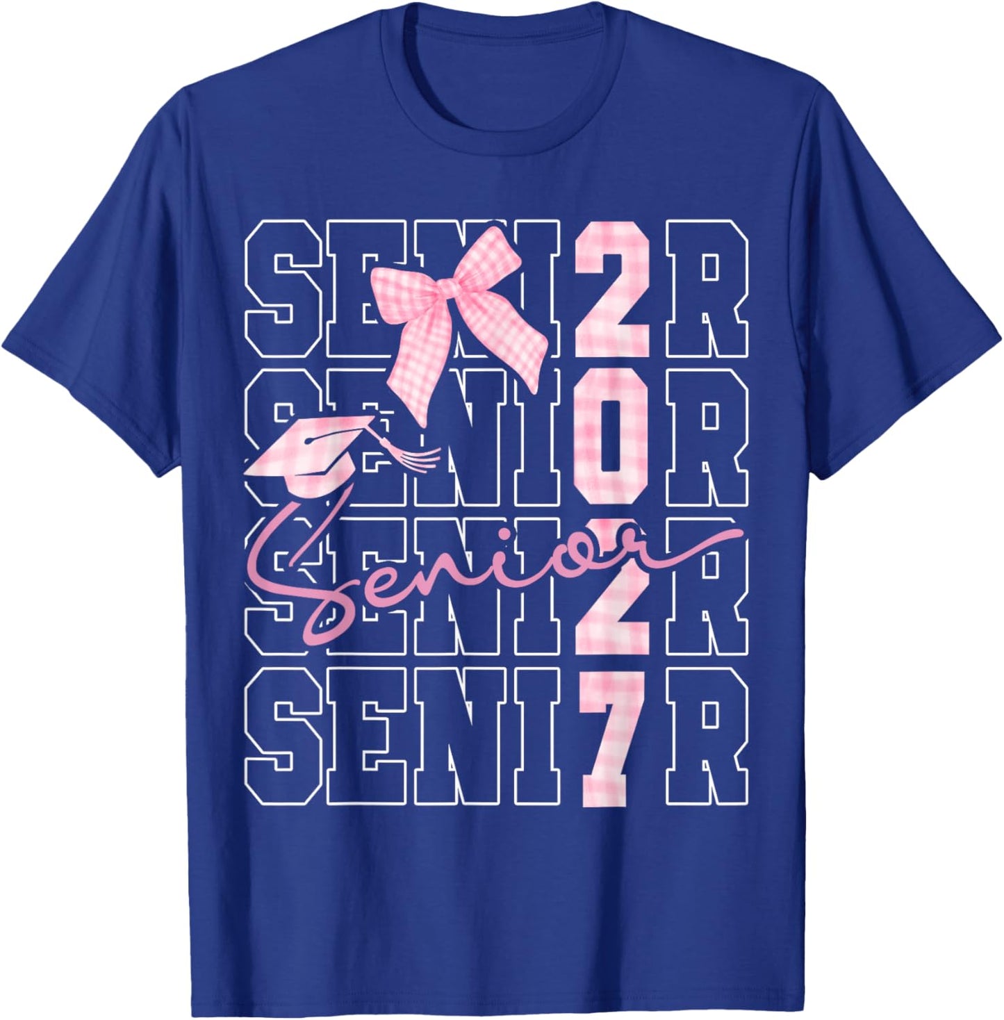 Senior 2027 Class of 2027 Coquette Pink Bow Graduation 2027 T-Shirt - T-Shirt | Royal