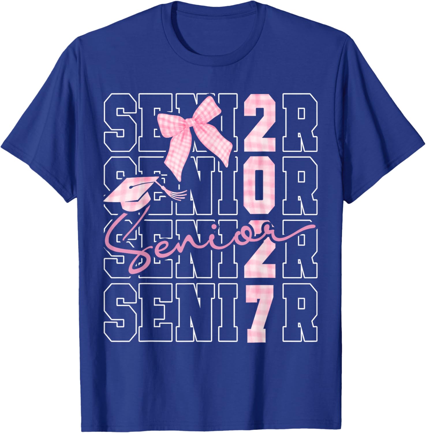 Senior 2027 Class of 2027 Coquette Pink Bow Graduation 2027 T-Shirt - T-Shirt | Royal