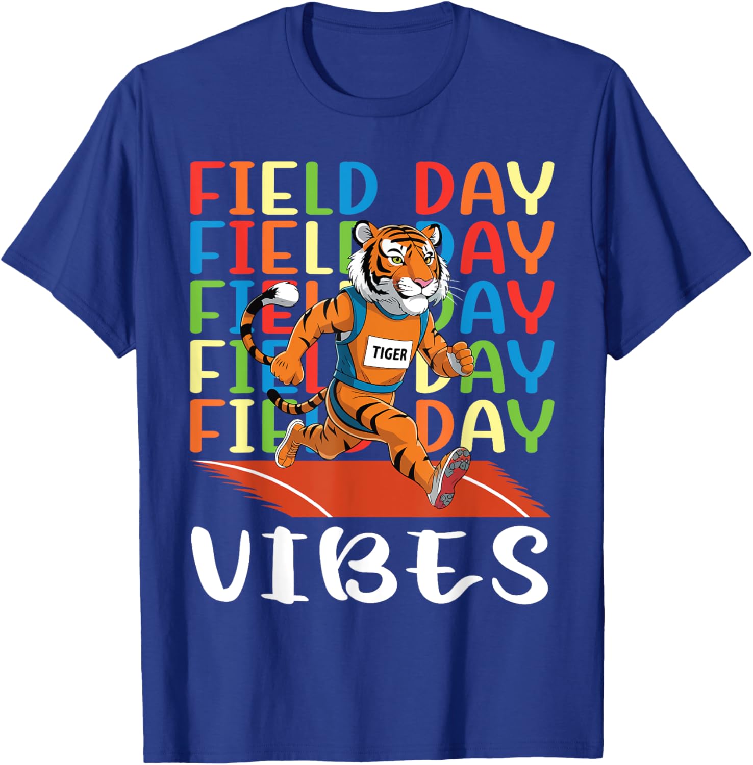Field Day Field Day Field Day Vibes Running Tiger Athlete T-Shirt - T-Shirt | Royal