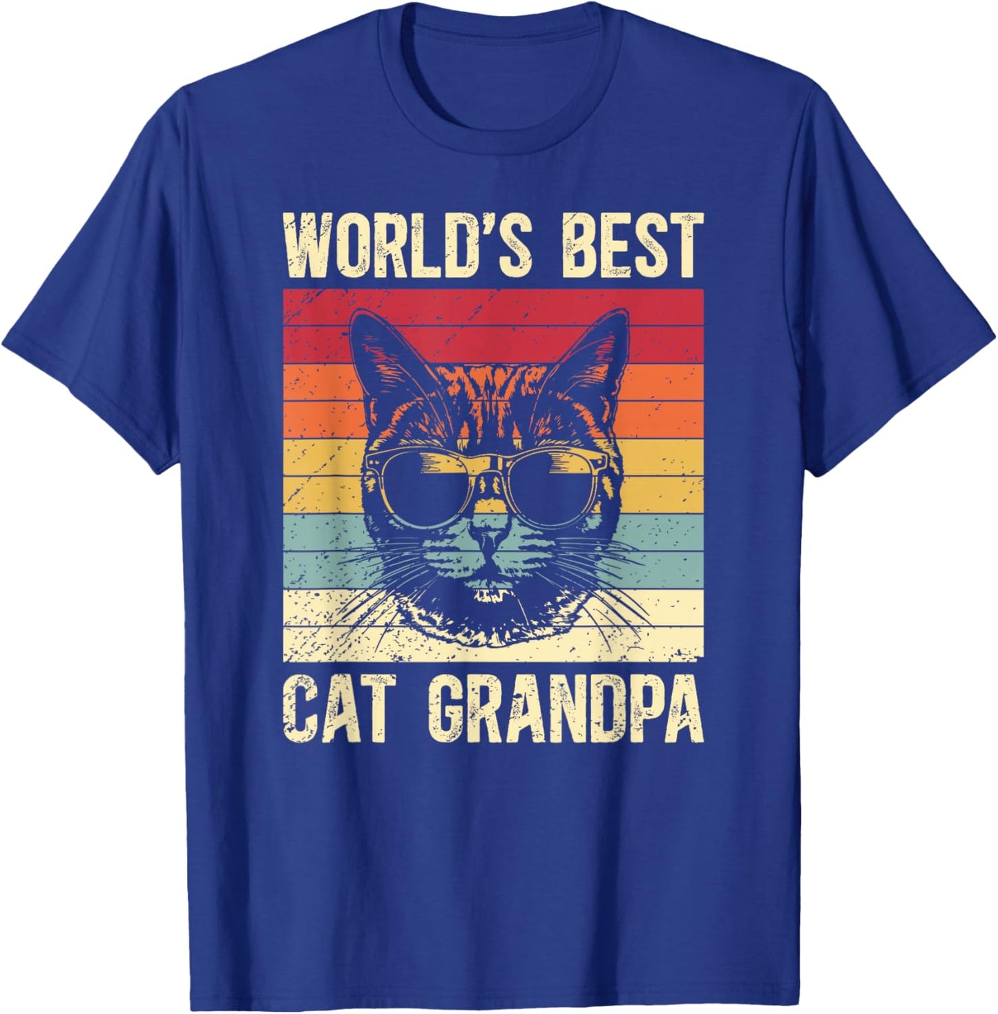 World's Best Cat Grandpa Cat Grandfather Cat Lover Grandpa T-Shirt - T-Shirt | Royal