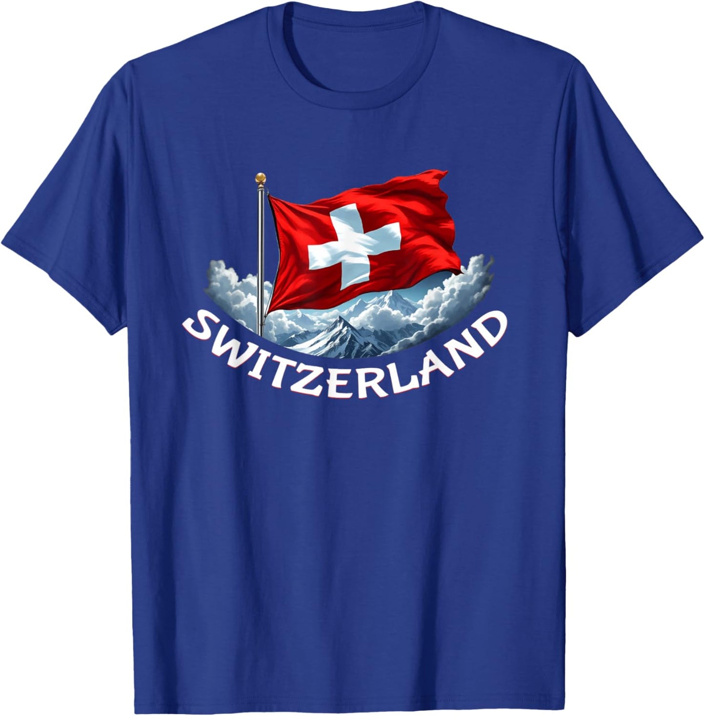 Swiss Flag Of Switzerland Alps Patriotic Men Women Kids T-Shirt - T-Shirt | Royal