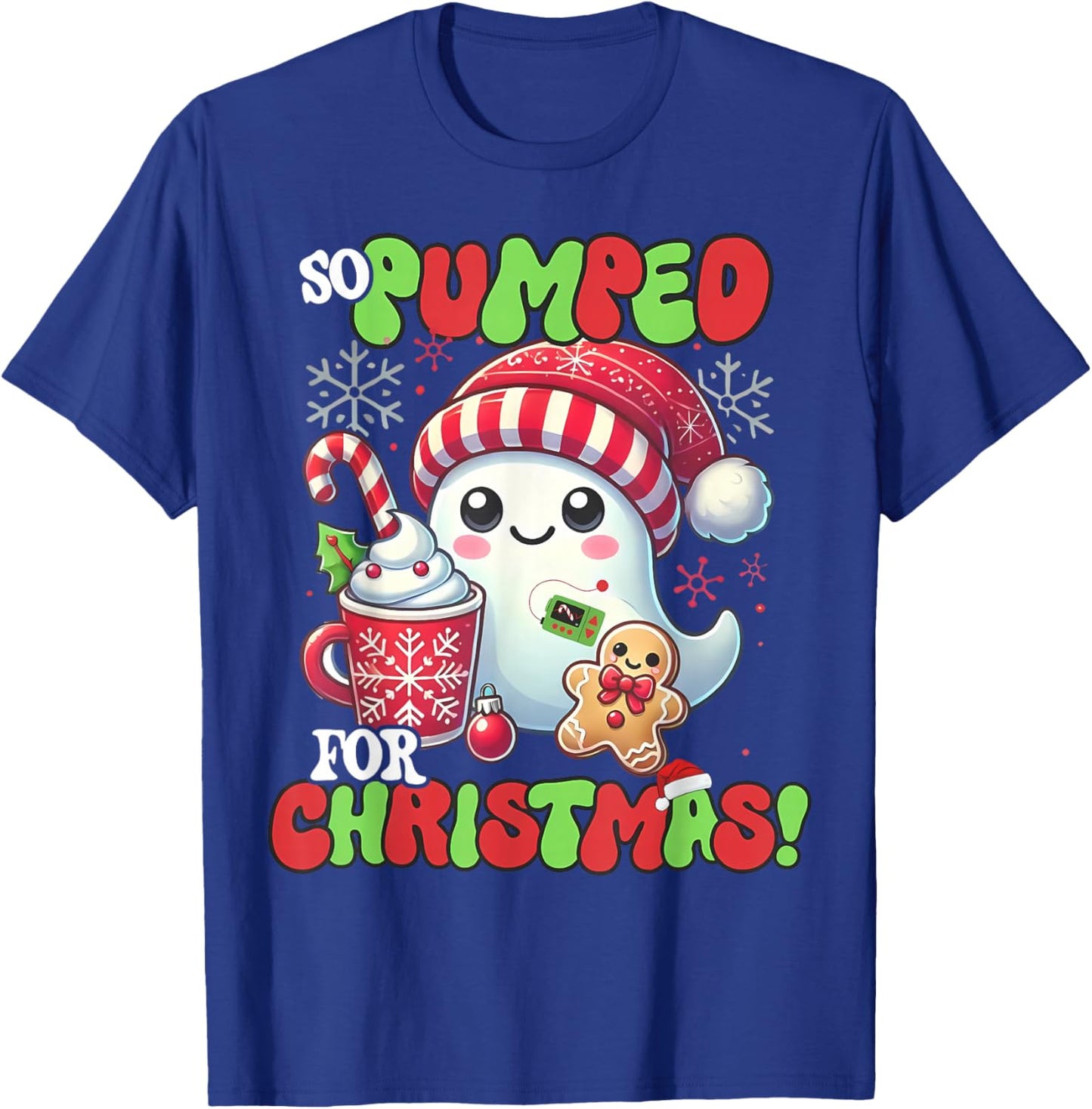 So Pumped for Christmas Diabetes Ghost Insulin T1D Awareness T-Shirt - T-Shirt | Royal