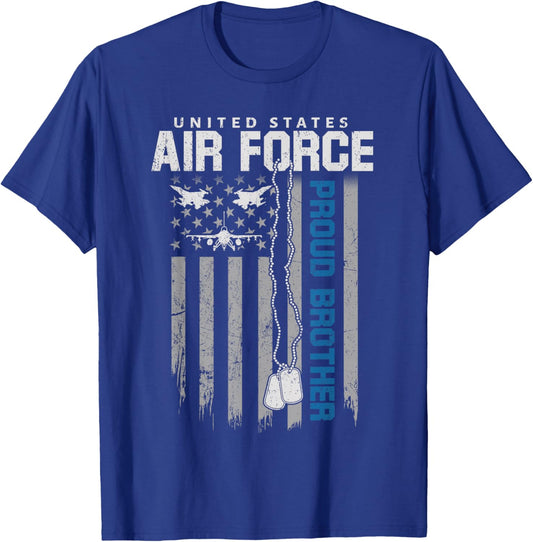 US Air Force Proud Brother Flag USAF Family Matching T-Shirt - T-Shirt | Royal