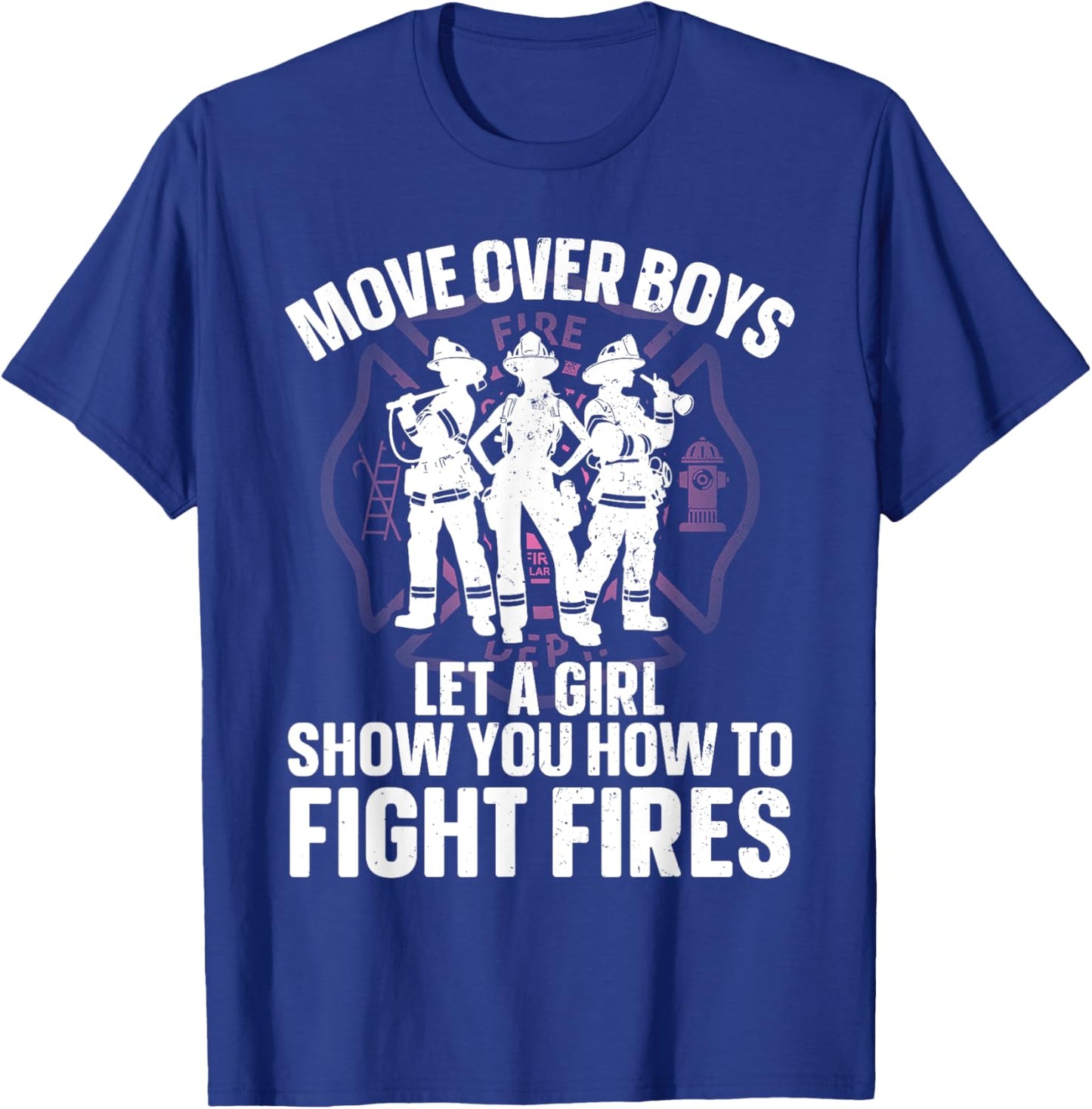 Firefighter Art Girls Firefighting Firefighter T-Shirt - T-Shirt | Royal