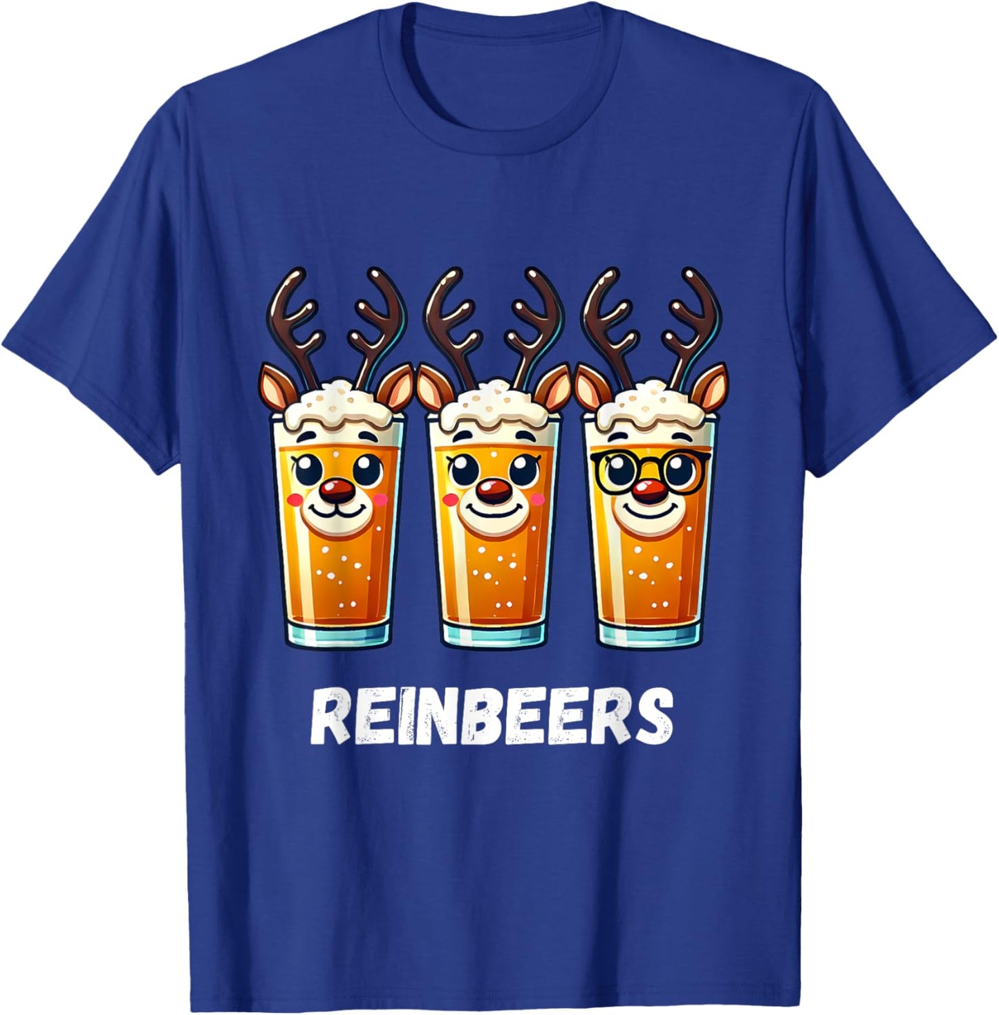 Reinbeers Funny Reindeer Beer Christmas Drinking T-Shirt - T-Shirt | Royal
