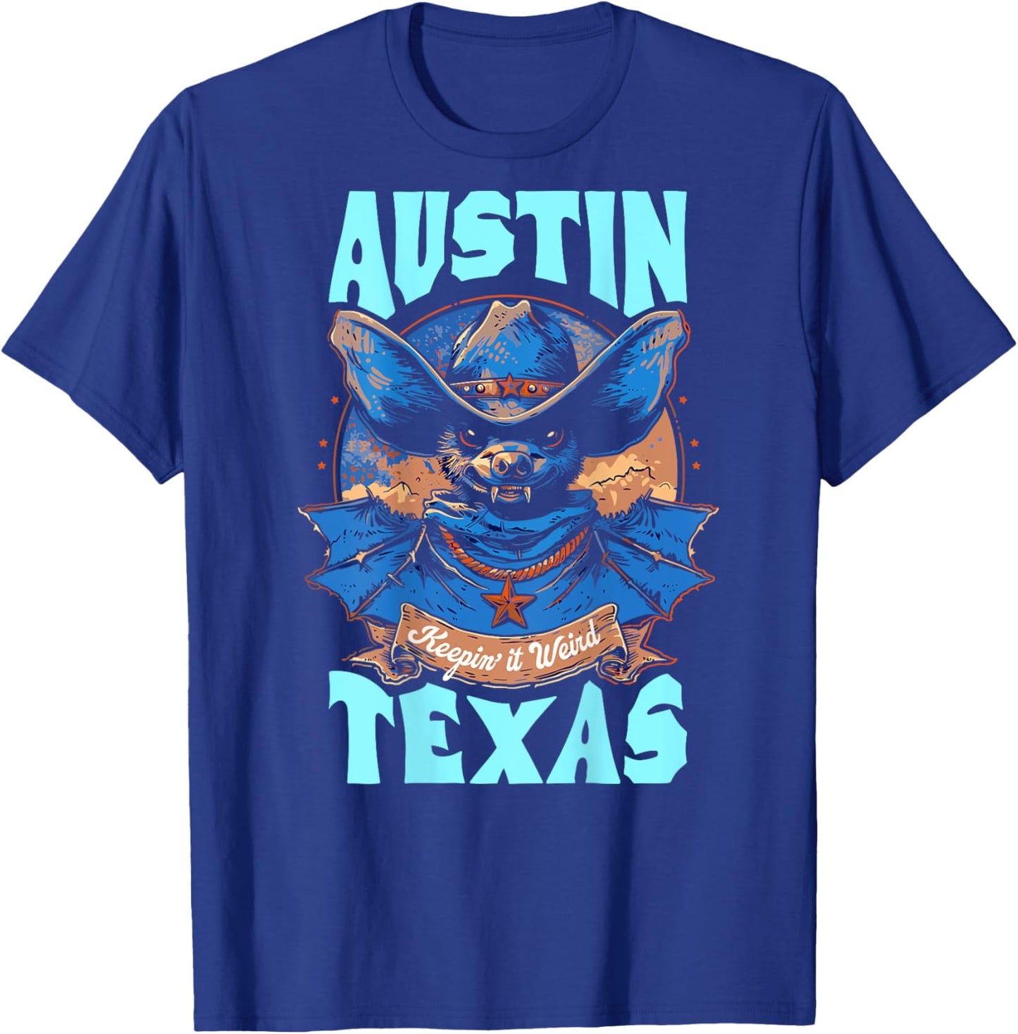 Texas Pride Keep It Weird Austin - On Back Austin Bats T-Shirt - T-Shirt | Royal