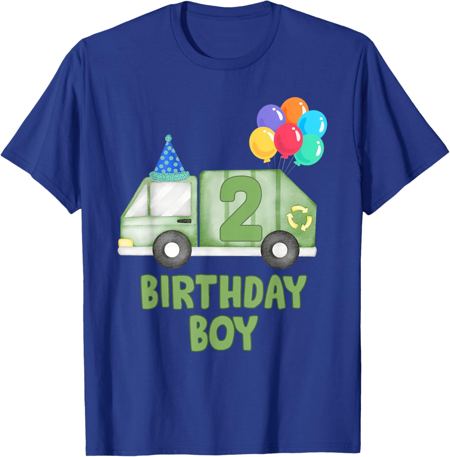 Garbage Truck Birthday Boy Girl Trash Truck 2nd Birthday T-Shirt - T-Shirt | Royal