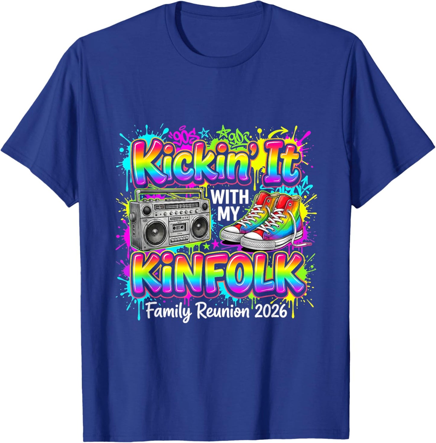 90s Kickin It with My Kinfolk Family Reunion 2026 Women Trip T-Shirt - T-Shirt | Royal