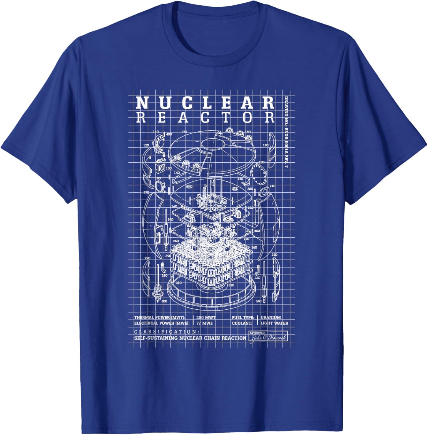 Energy Diagram Physical Power Fission Nuclear Reactor Core T-Shirt - T-Shirt | Royal