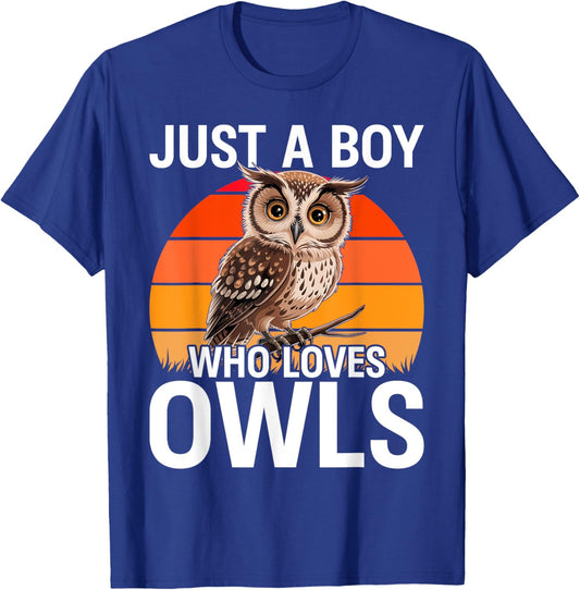 Just a Boy Who Loves Owls For Toddlers Boys Kids Birds Lover T-Shirt - T-Shirt | Royal