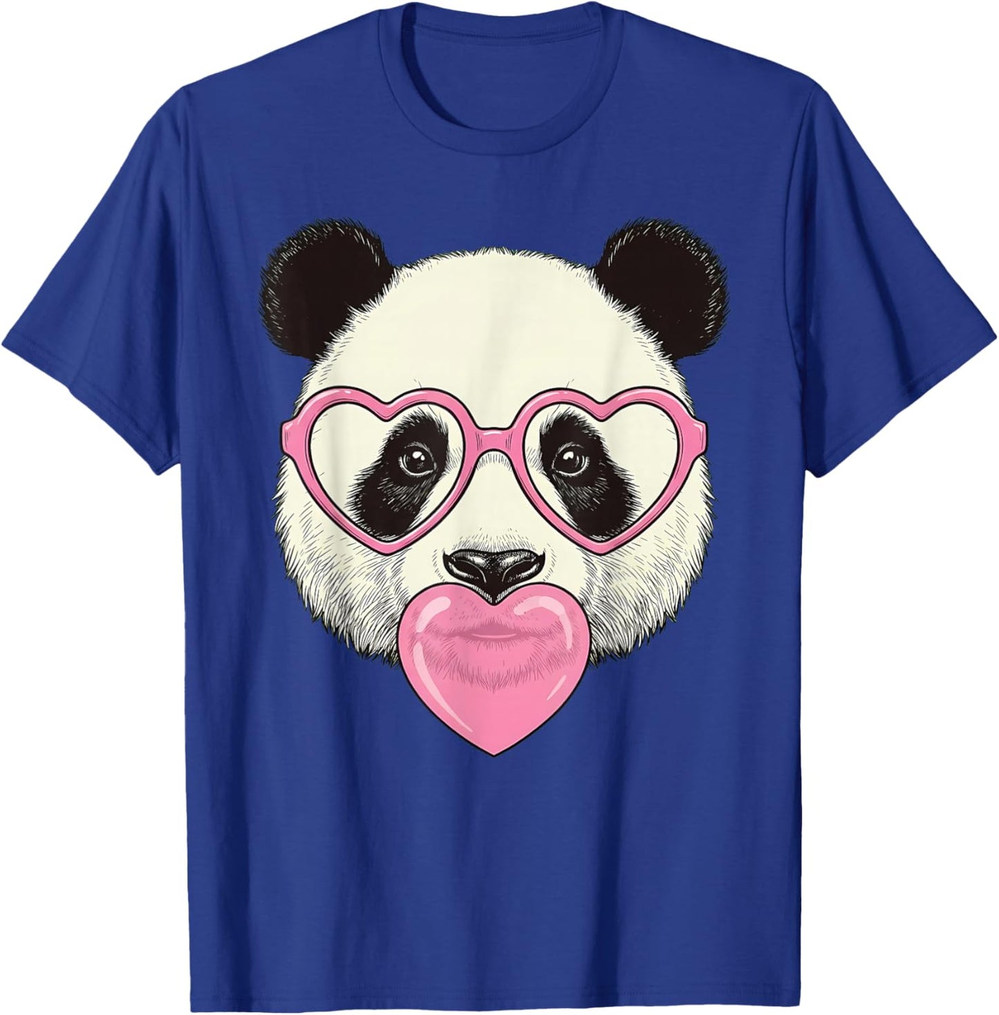 Cute Panda Blowing Pink Valentine Heart Bubble Gum T-Shirt - T-Shirt | Royal