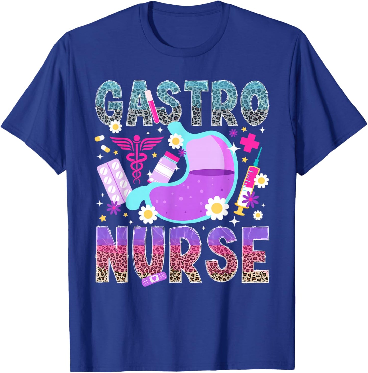 Gastro Nurse Leopard GI Nurse Gastroenterology Nurse T-Shirt - T-Shirt | Royal