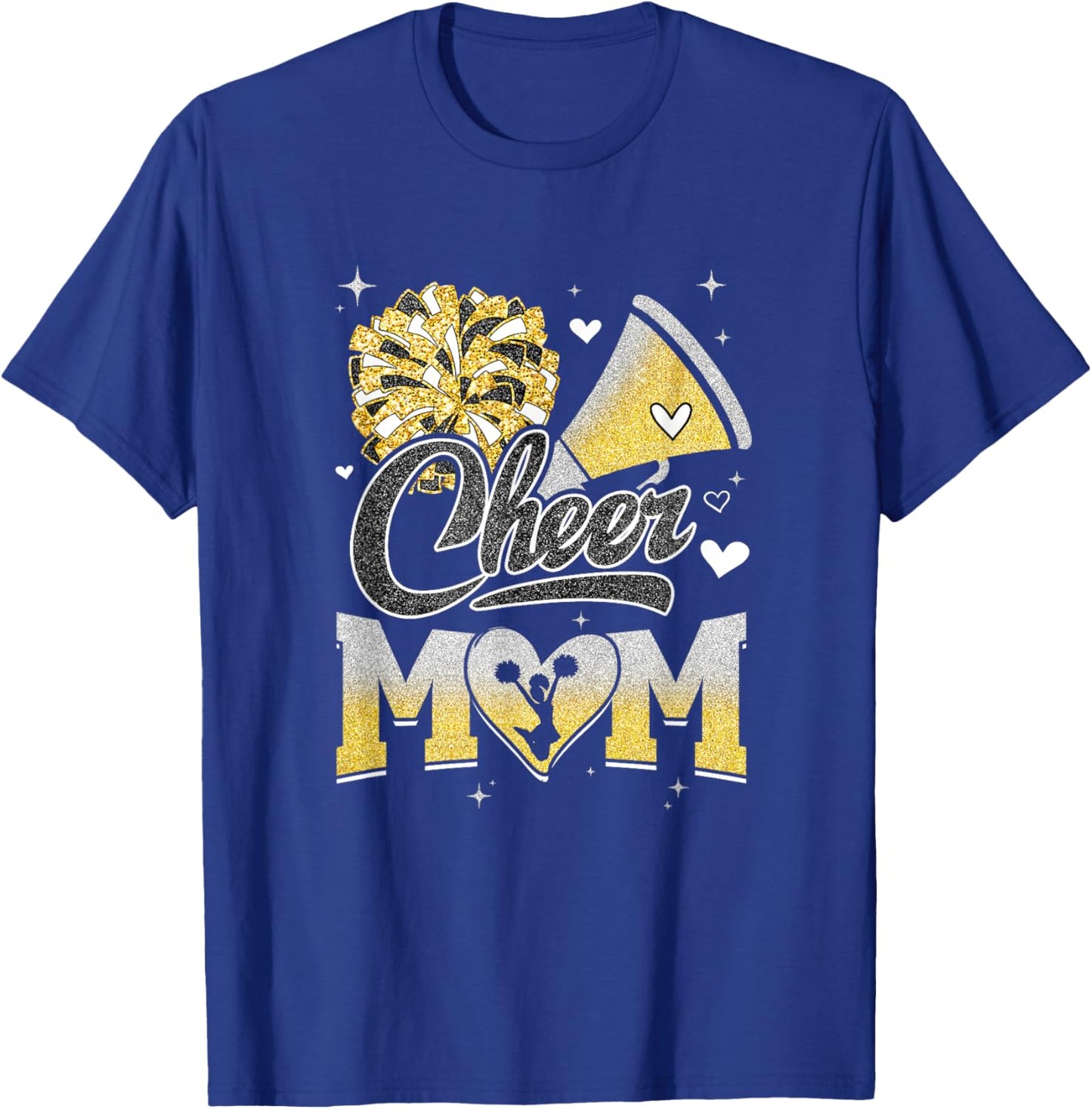 Cheer Mom Yellow Cheerleading Football Graphic T-Shirt - T-Shirt | Royal