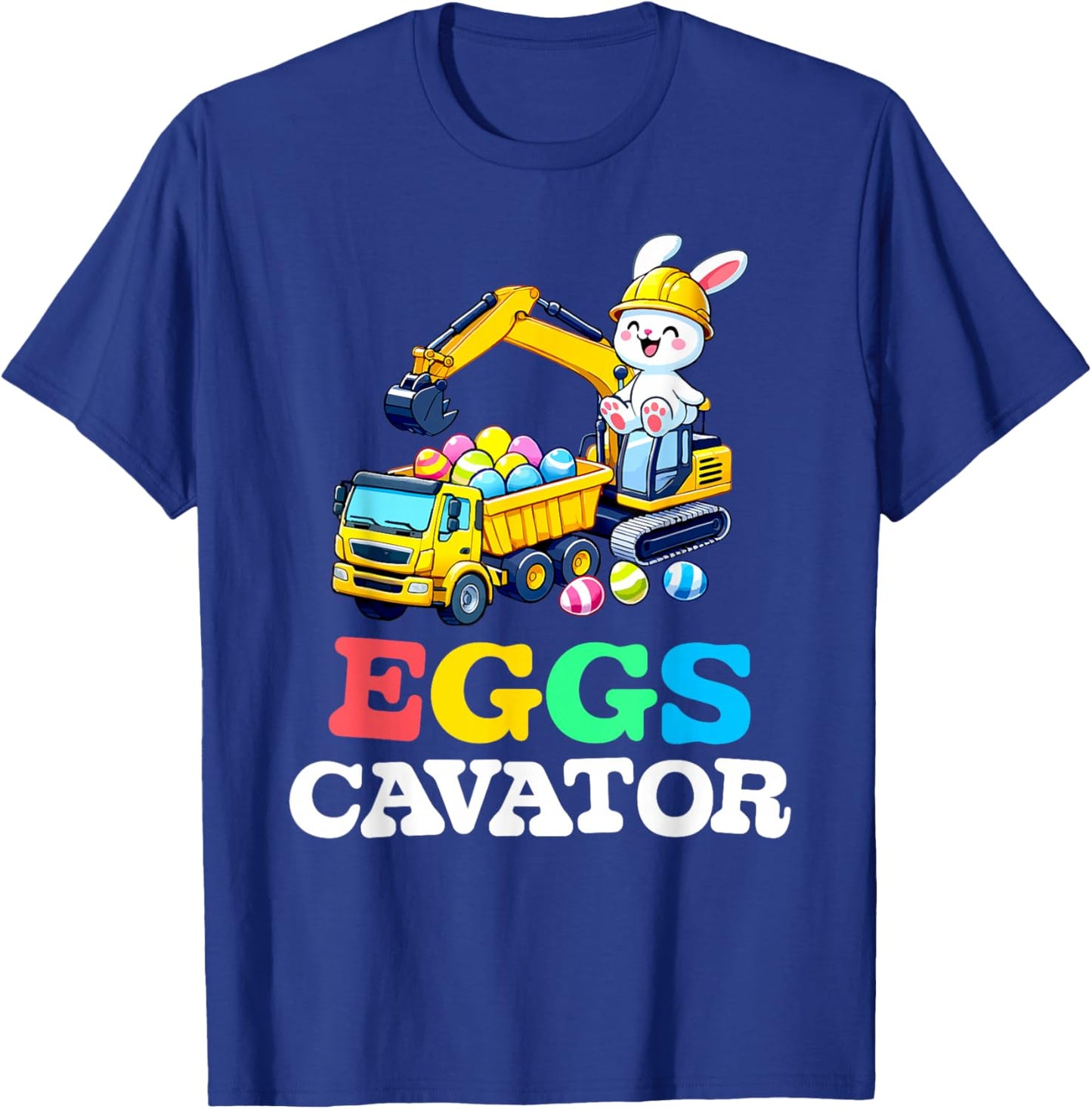 Eggs-Cavator Easter Bunny Excavator Toddler Boys Easter Kids T-Shirt - T-Shirt | Royal