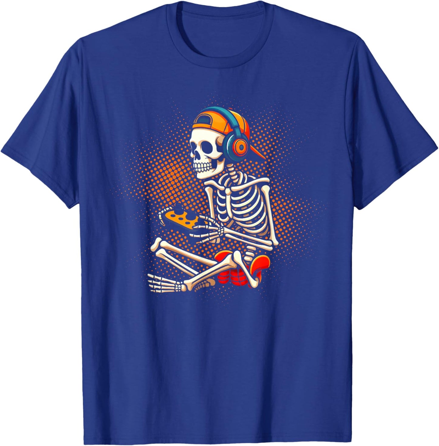 Funny Gaming Hallowen Skeleton Gamer Video Kids Boys T-Shirt - T-Shirt | Royal