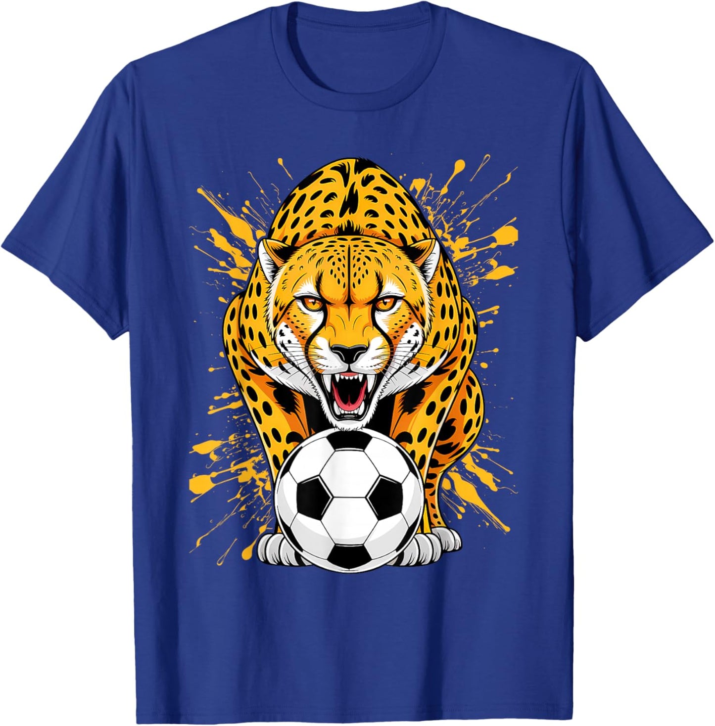 Cheetah Playing Soccer Funny Animal T-Shirt - T-Shirt | Royal