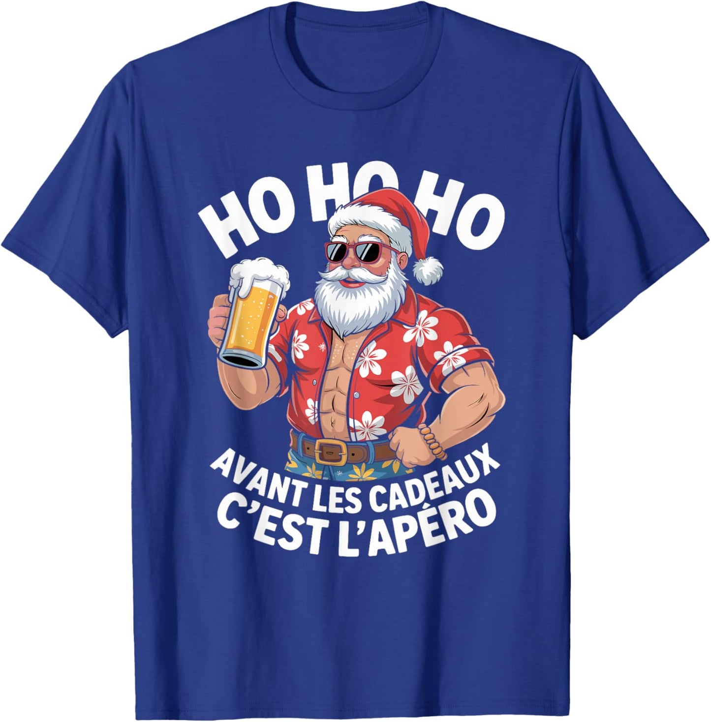 Avant Les Cadeaux C'est L'apéro Merry Santa Claus Beer Hawaii T-Shirt - T-Shirt | Royal