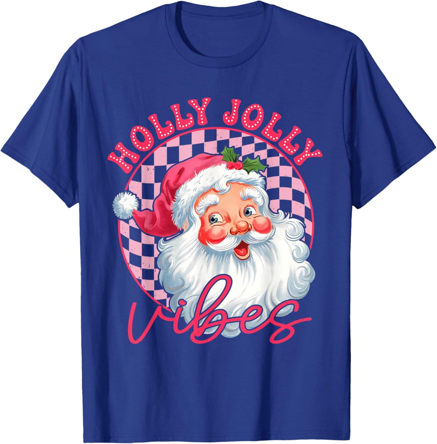 Groovy Cute Santa Claus Christmas Vibes Xmas Women Girl Kids T-Shirt - T-Shirt | Royal