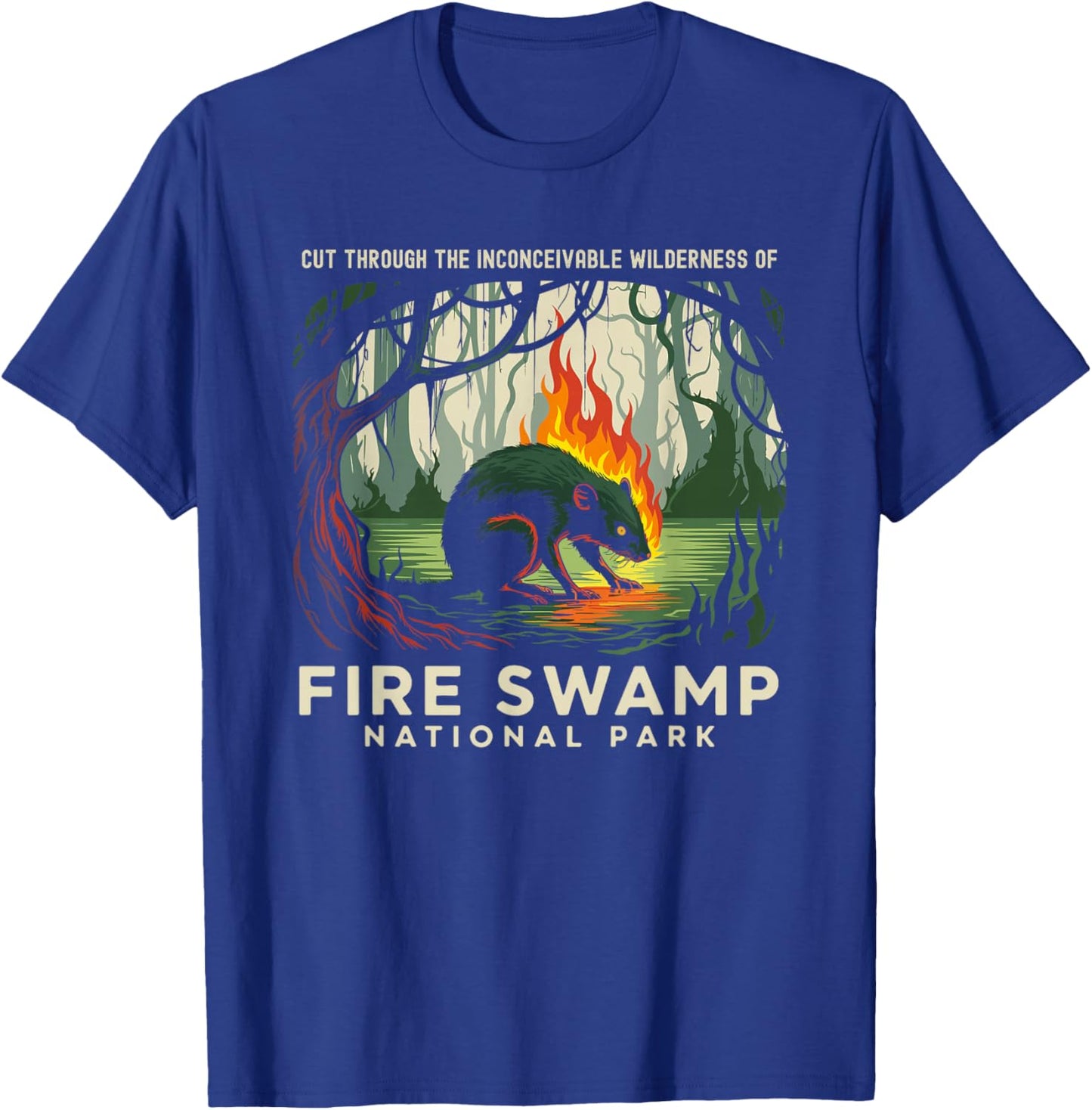 Fire Swamp National Park Camping Hiking Mountain T-Shirt - T-Shirt | Royal