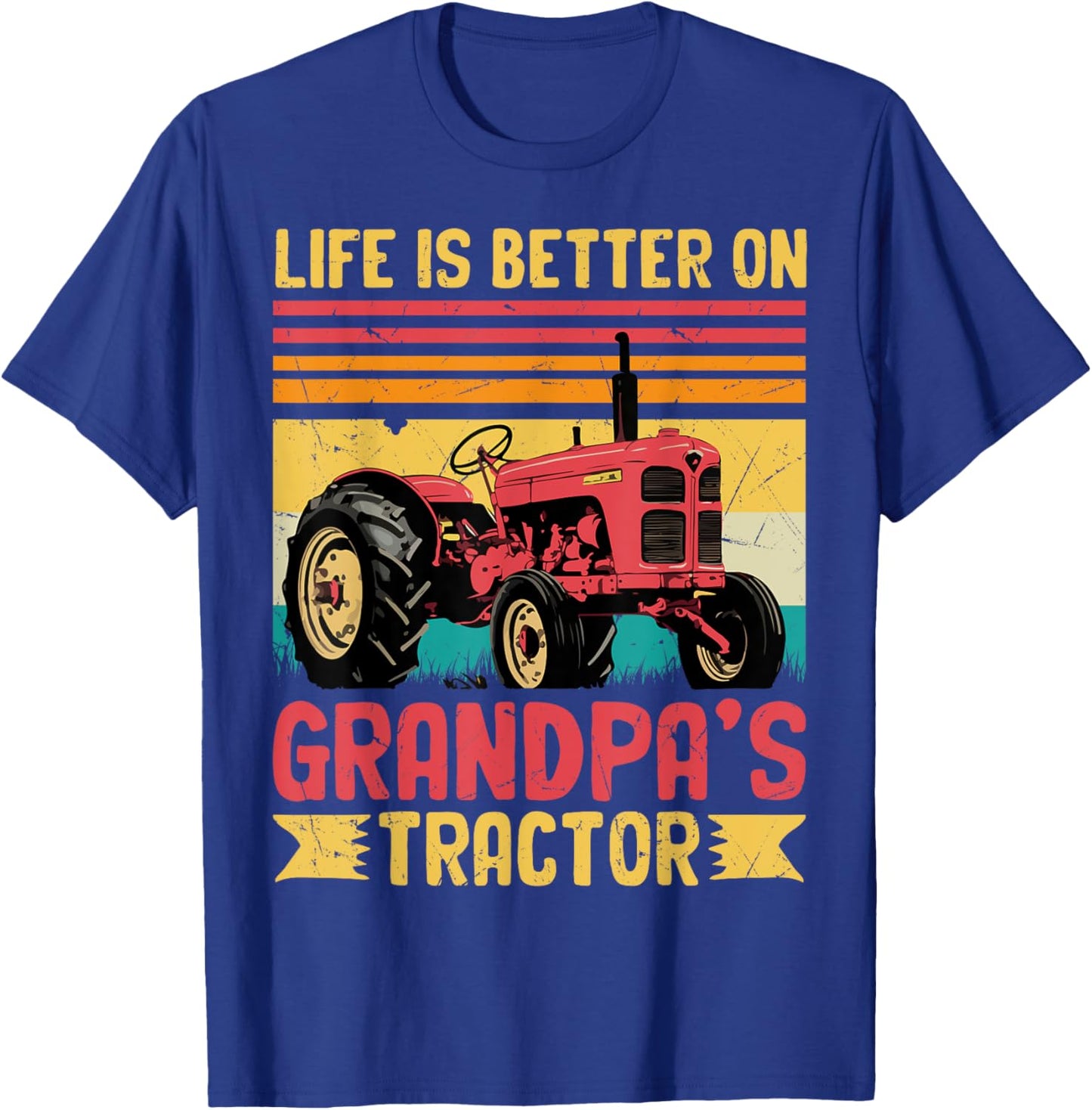 Farm Tractor Boy Life Is Better On Grandpas Tractor Kids T-Shirt - T-Shirt | Royal