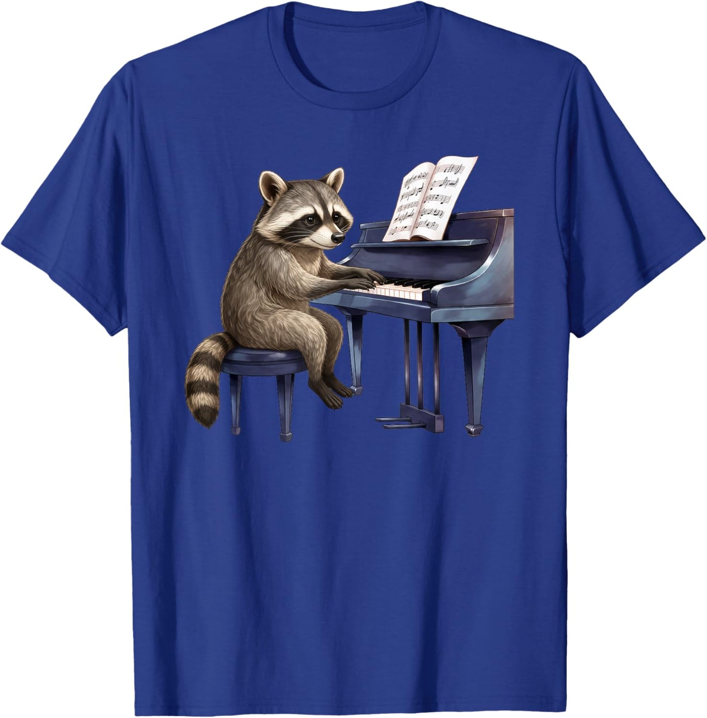 Cute Raccoon Playing Piano Musician Music T-Shirt - T-Shirt | Royal