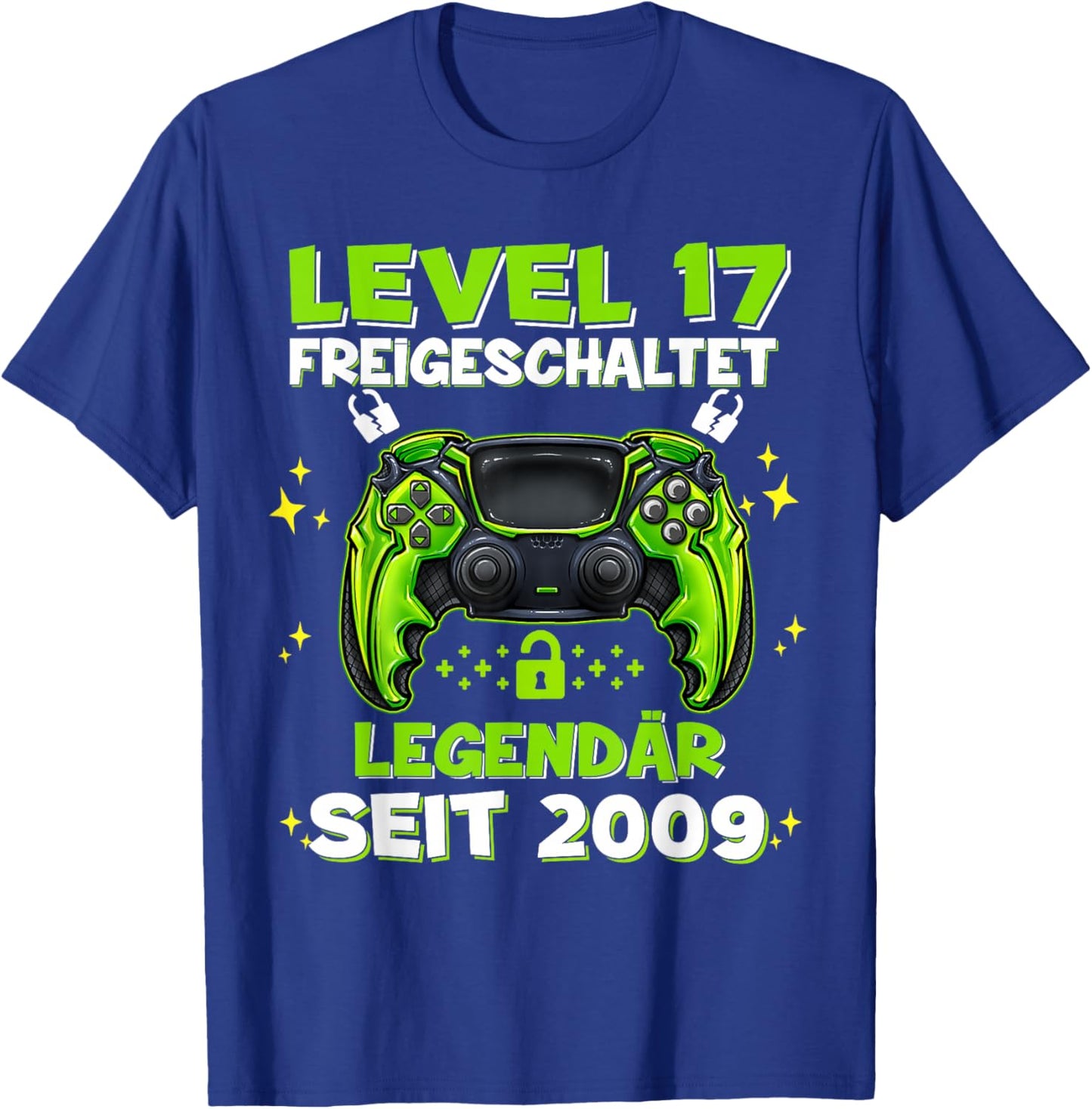 Level 17 Years Birthday Shirt Boy Gamer 2009 Birthday T-Shirt - T-Shirt | Royal