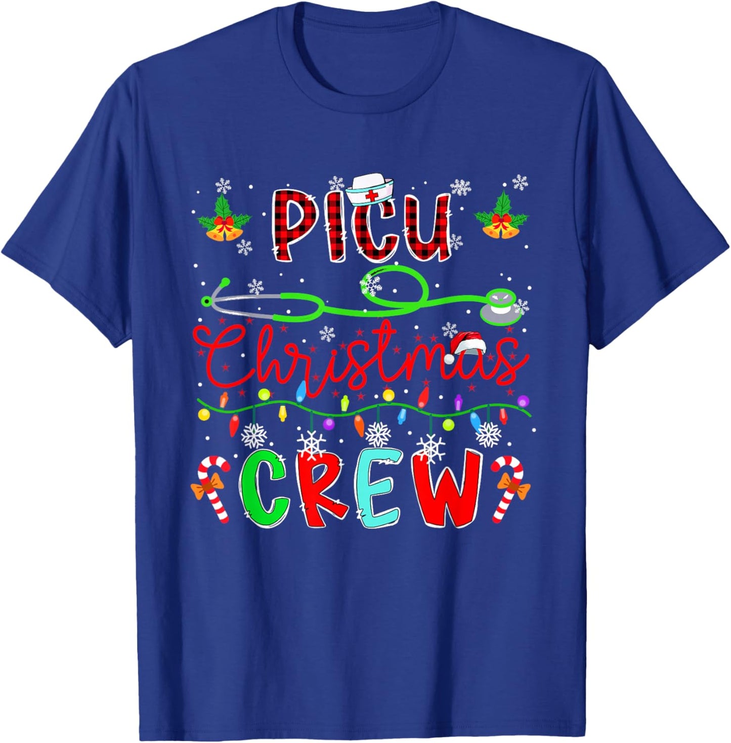 PICU Christmas Crew Matching Nusre Job Team Funny Parties T-Shirt - T-Shirt | Royal