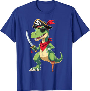 Pirate Dinosaur T Rex Funny Kids Boys Halloween Costume T-Shirt - T-Shirt | Royal