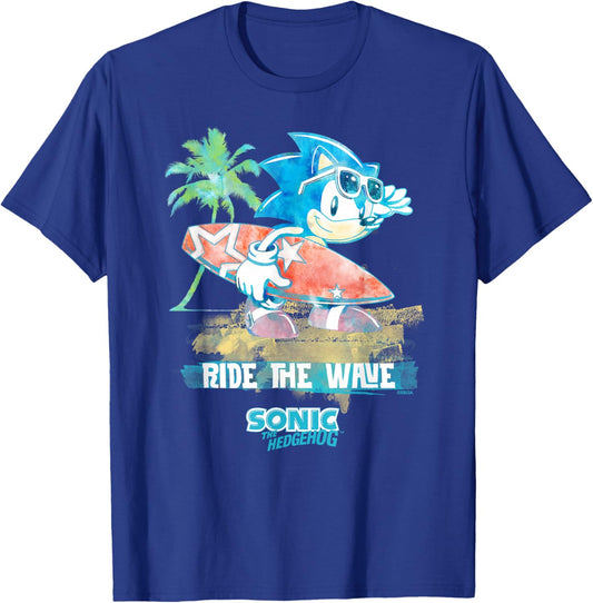 Sonic The Hedgehog - Ride The Wave Sonic T-Shirt - T-Shirt | Royal