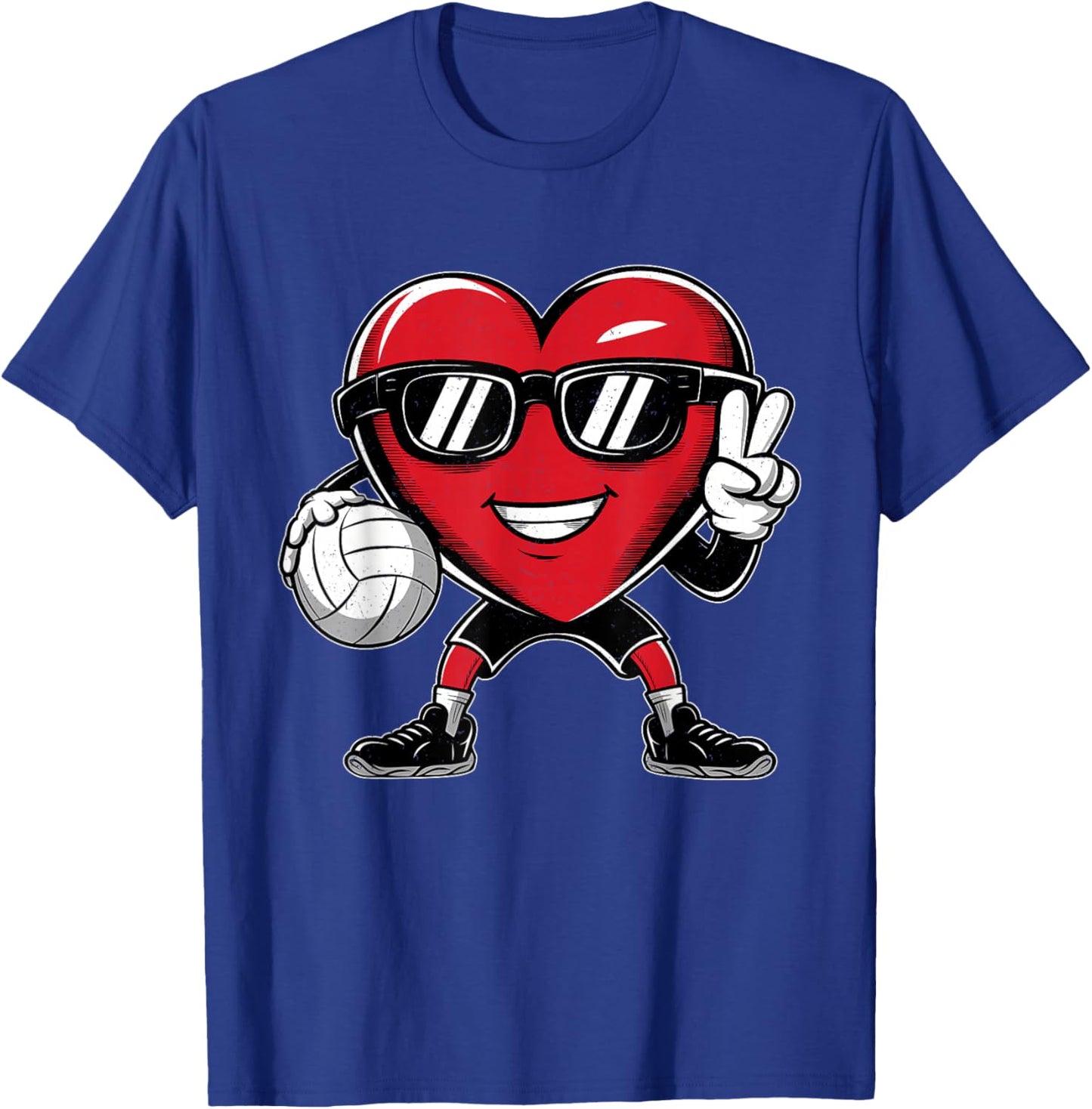 Heart Playing Volleyball Valentines Day Kids Boys Girls T-Shirt - T-Shirt | Royal