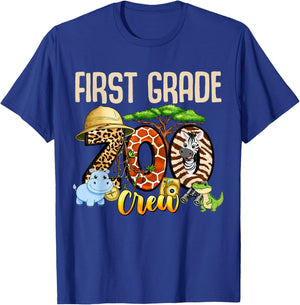 First Grade Zoo Crew Safari Animal Fun Jungle Fun Zoo Kids T-Shirt - T-Shirt | Royal