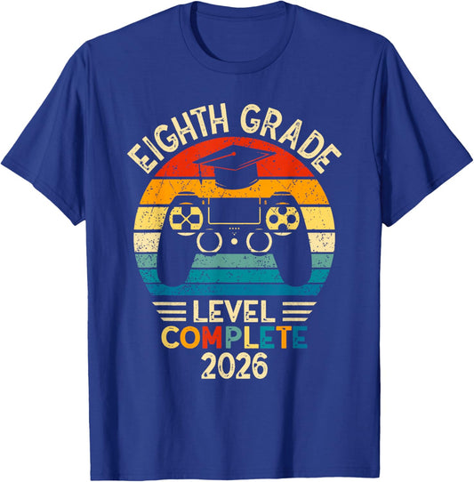 8th Grade Graduation 2026 Level Complete Gamer T-Shirt - T-Shirt | Royal