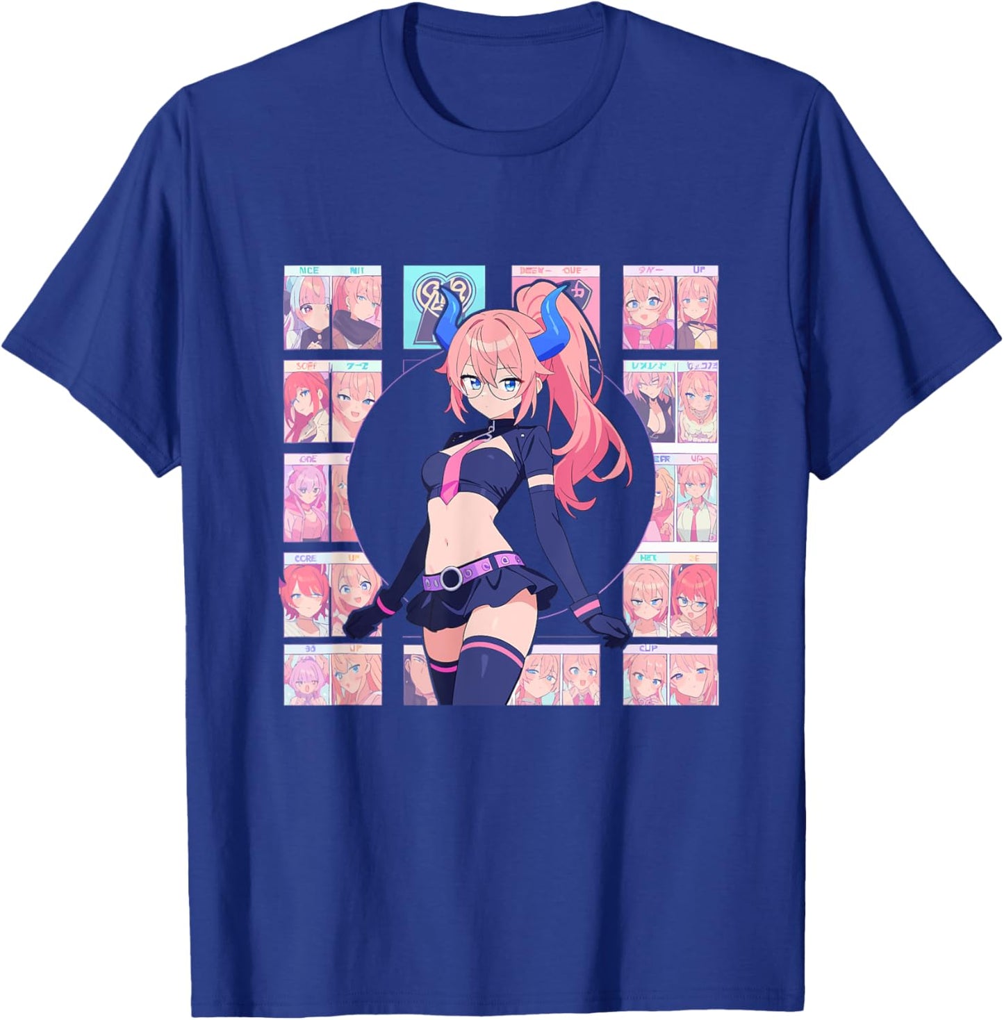 Waifu Sexy Anime Girl Horns Mini Skirt Japanese Retro Art T-Shirt - T-Shirt | Royal