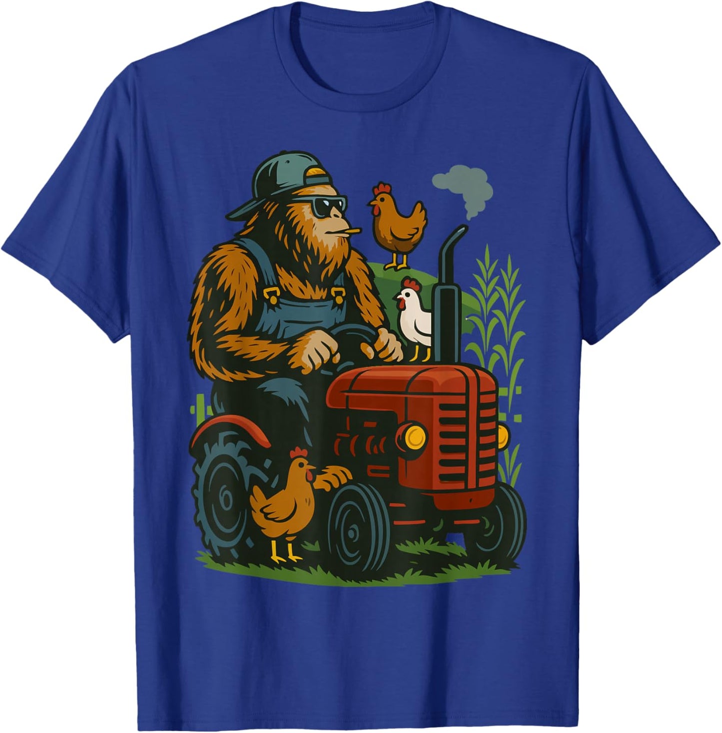 Funny Bigfoot Farmer Tractor Farming Farm Men Boys T-Shirt - T-Shirt | Royal