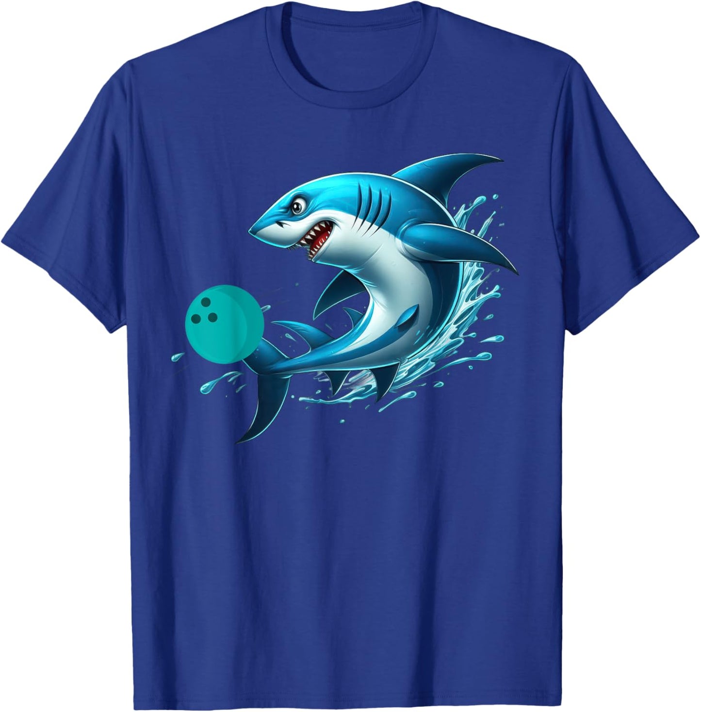 Funny Bowling Graphic Bowling Shark Playing Bowling T-Shirt - T-Shirt | Royal