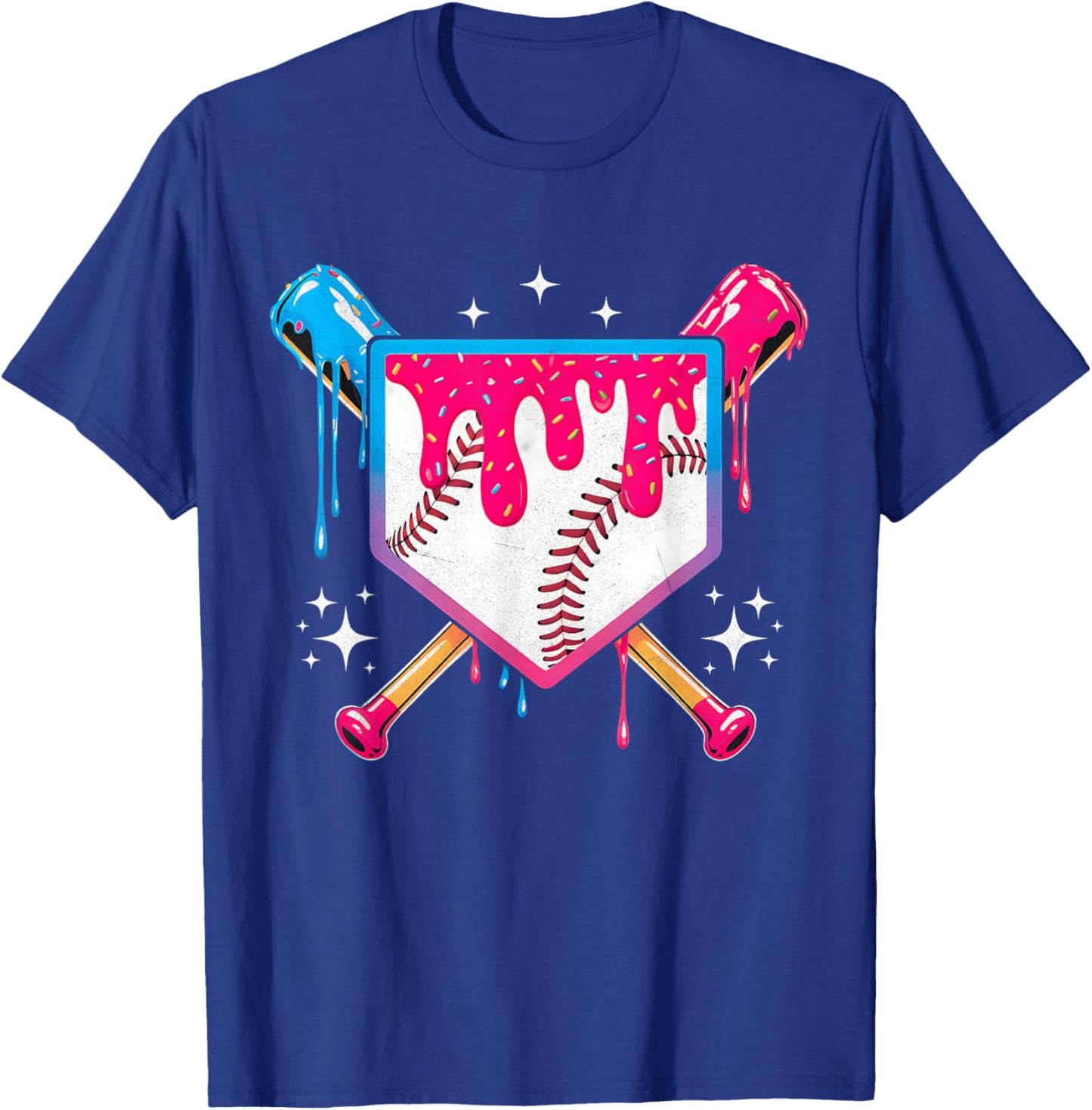 Baseball Drip Ice Cream Dripping Girls Boys Kids T-Shirt - T-Shirt | Royal