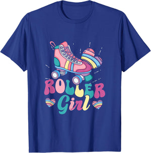 Roller Girl Skater Skating Retro Vintage 70s 80s 90s Skates T-Shirt - T-Shirt | Royal
