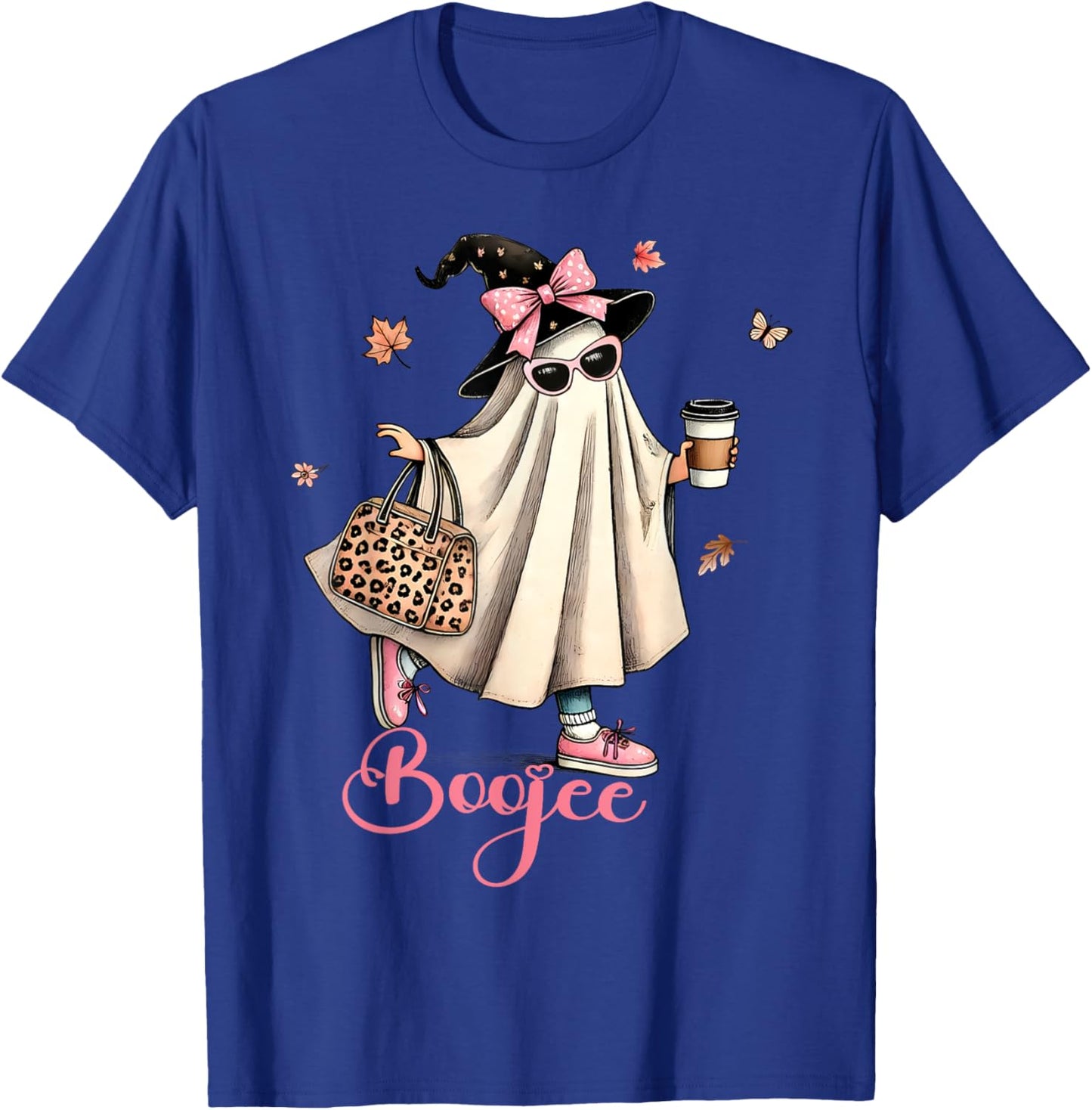 Boo Jee Ghost Drinking Coffee Coquette Bow Halloween Women T-Shirt - T-Shirt | Royal