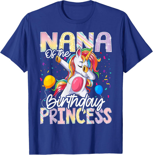Nana of The Birthday Princess Dabbing Unicorn Matching T-Shirt - T-Shirt | Royal