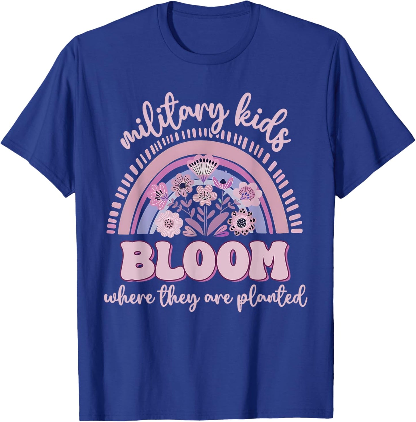 Military Kid Dandelion Bloom Where They're Planted Purple Up T-Shirt - T-Shirt | Royal