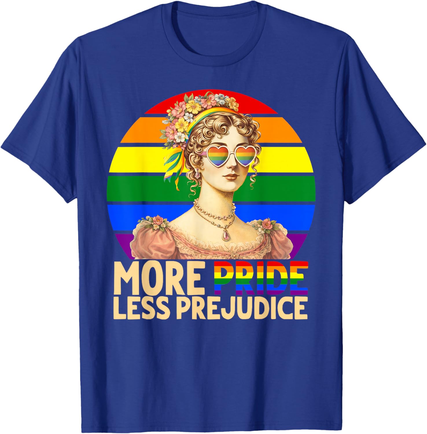 More Pride Less Prejudice Pride Month LGBTQ Gay Lesbian T-Shirt - T-Shirt | Royal
