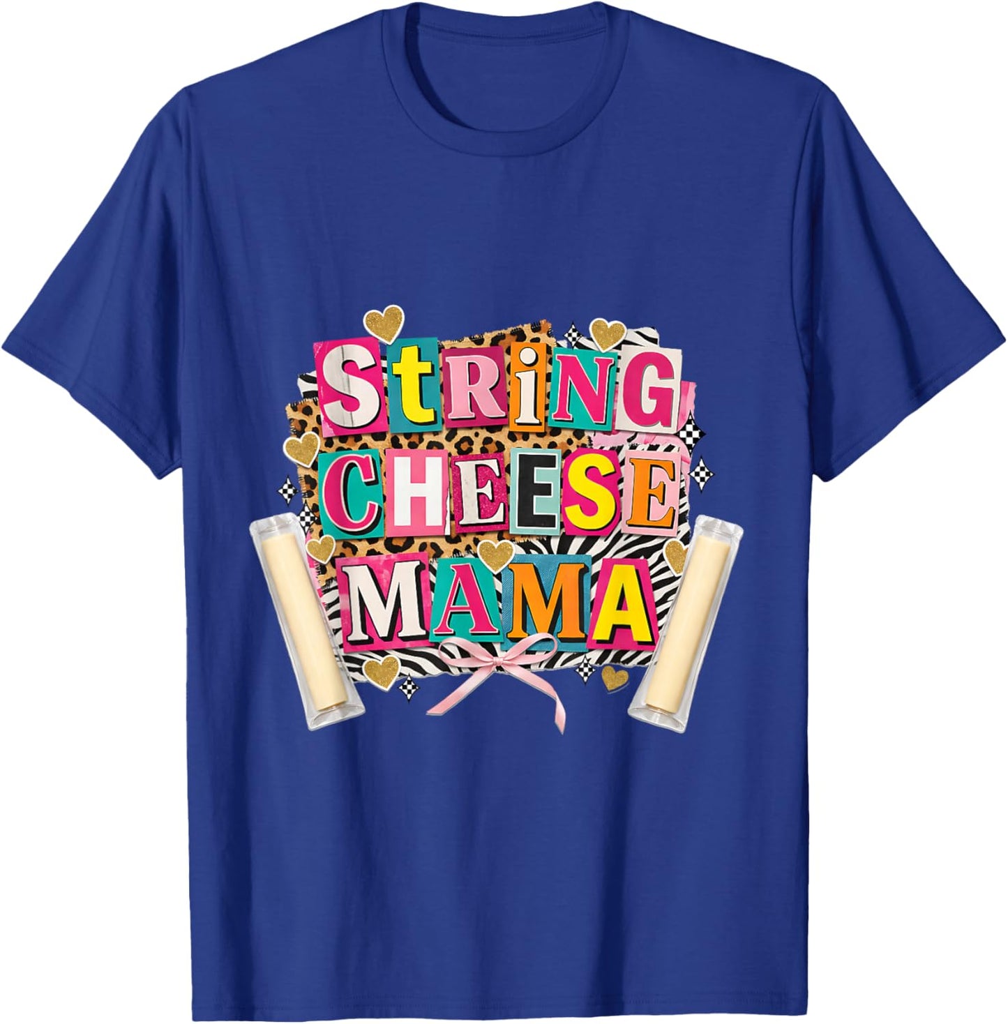 String Cheese Mama Funny Snack Mom Retro T-Shirt - T-Shirt | Royal