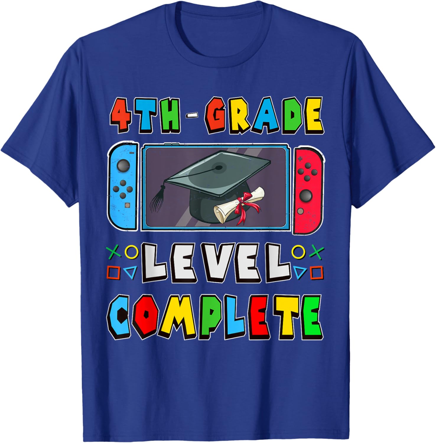 Fourth Grade Level Complete Last Day Of School Graduate Boys T-Shirt - T-Shirt | Royal