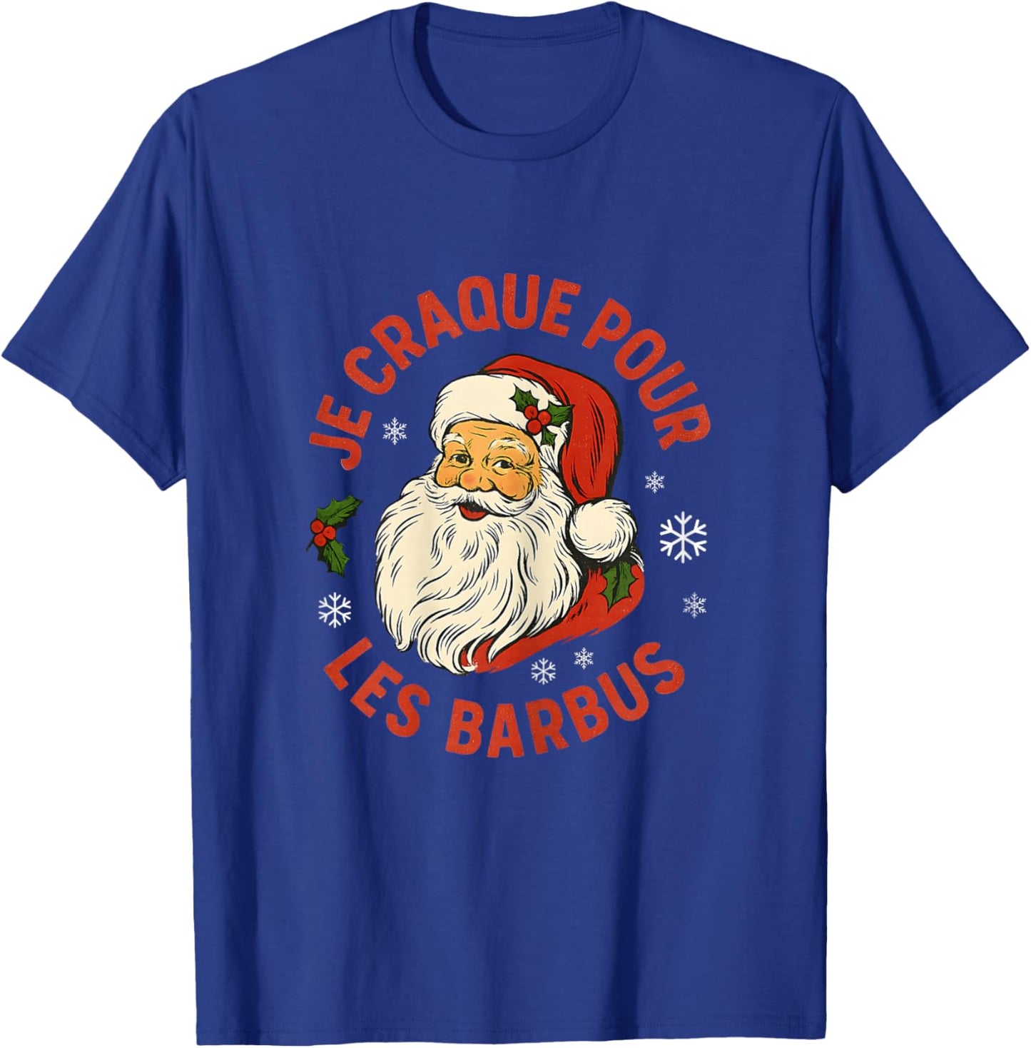 Je Craque pour Les Barbus, Santa Claus Retro Funny T-Shirt - T-Shirt | Royal