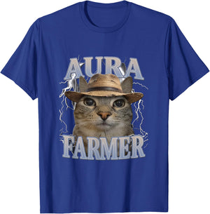 Funny Cat Meme Aura Farmer T-Shirt - T-Shirt | Royal